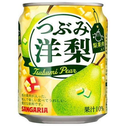 サンガリア つぶみ 洋梨 280g缶×24本入|つぶみ ナタデココ 洋梨 果肉入 食感 デザート