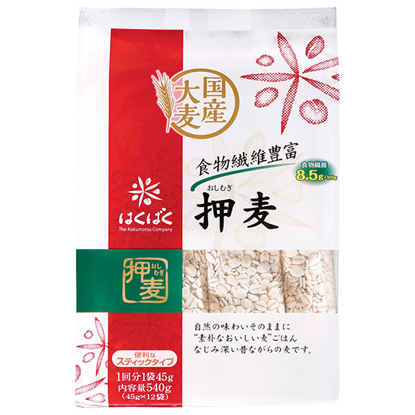 はくばく 押麦 スタンドパック 540g(45g×12袋)×6袋入×(2ケース)|一般食品 麦 袋