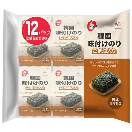 大象ジャパン Ofood 韓国 味付 のり 8切 8枚 12P (4g×12)×8個入|一般食品 乾物 味付のり 海苔 韓国のり