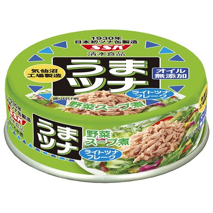 SSK うまツナ ライトツナフレーク オイル無添加 70g缶×24個入|一般食品 缶詰 鮪 まぐろ ツナ フレーク オイル無添加