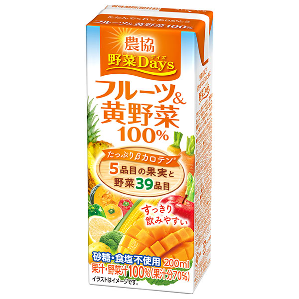 雪印メグミルク 農協 野菜Days フルーツ&黄野菜100% 200ml紙パック×18本入|野菜ジュース 食物繊維 100%ジュース
