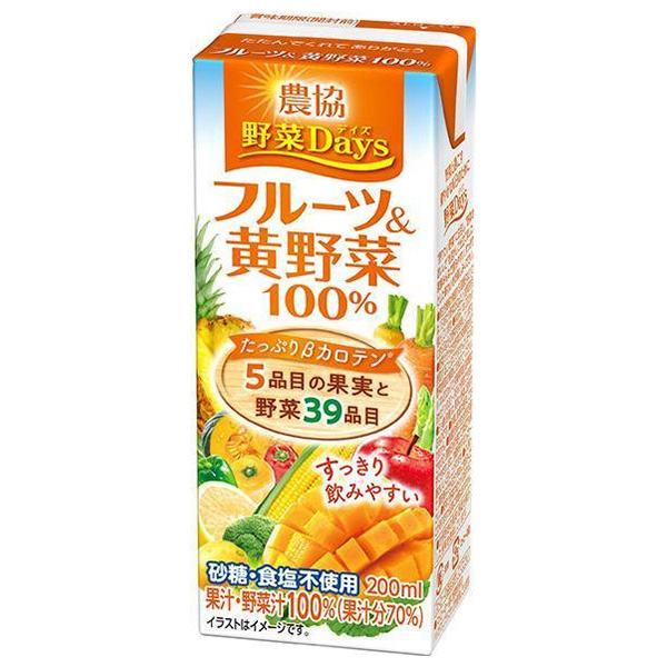 雪印メグミルク 農協 野菜Days フルーツ&黄野菜100% 200ml紙パック×18本入 メーカー 問屋直送|野菜ジュース 食物繊維 100%ジュース