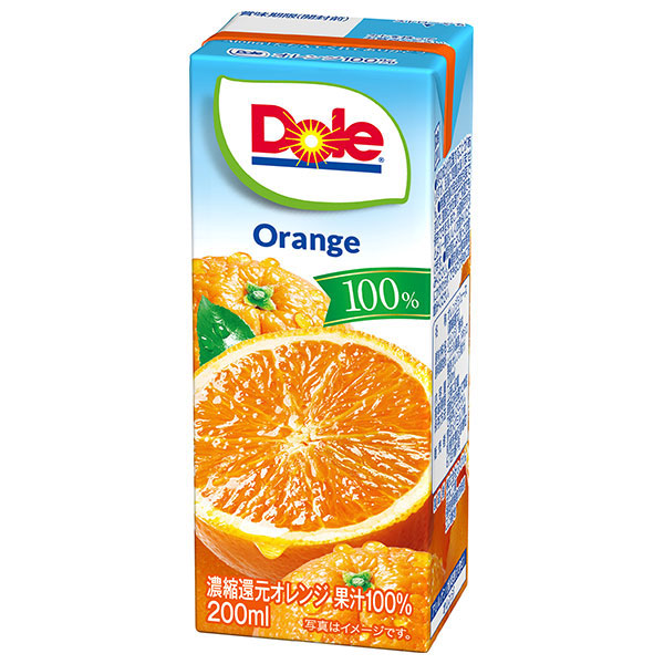 雪印メグミルク Dole(ドール) オレンジ100% 200ml紙パック×18本入 メーカー 問屋直送|オレンジ 果汁100% ジュース みかん