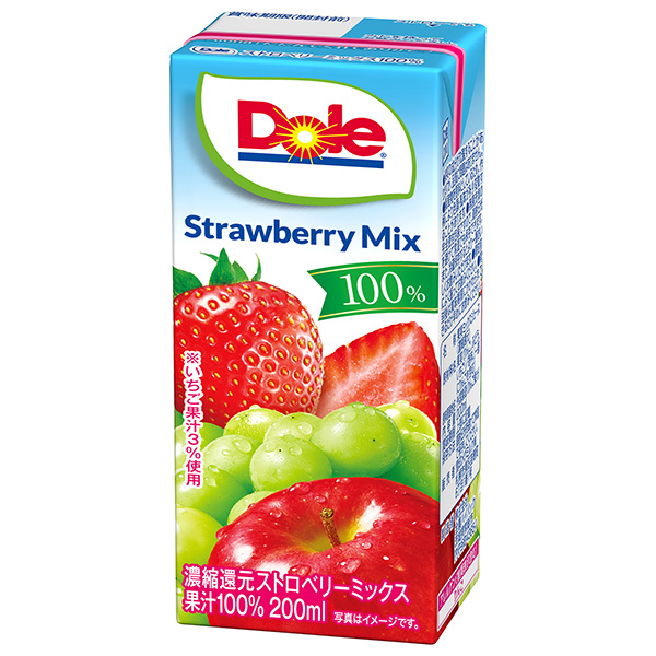 雪印メグミルク Dole(ドール) ストロベリーミックス100% 200ml紙パック×18本入|いちご 苺 果汁100% ジュース