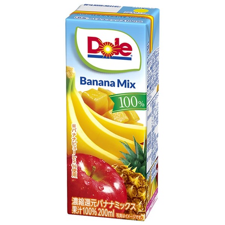 雪印メグミルク Dole ドール バナナミックス 100% 200ml紙パック×18本入|Dole ドール バナナ 100% バナナジュース フルーツ 果汁100% 雪印 メグミルク