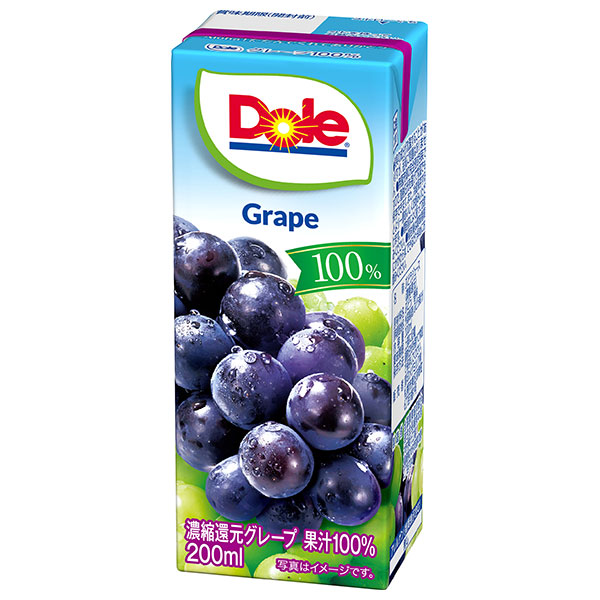 雪印メグミルク Dole(ドール) グレープ 100% 200ml紙パック×18本入|グレープ ぶどう 果汁100% ジュース