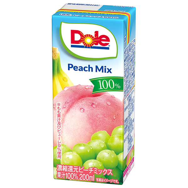 雪印メグミルク Dole(ドール) ピーチミックス 100% 200ml紙パック×18本入×(2ケース) メーカー 問屋直送|もも ぶどう バナナ レモン 果汁100% ジュース