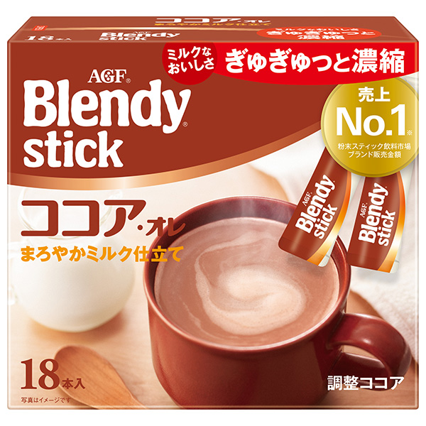 AGF ブレンディ スティック ココア・オレ (10.3g×18本)×6箱入|インスタント スティック ミルクココア
