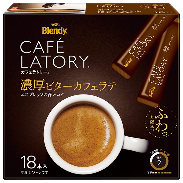 AGF ブレンディ カフェラトリー スティック 濃厚ビターカフェラテ (9.0g×18本)×6箱入×(2ケース)|インスタント スティックコーヒー