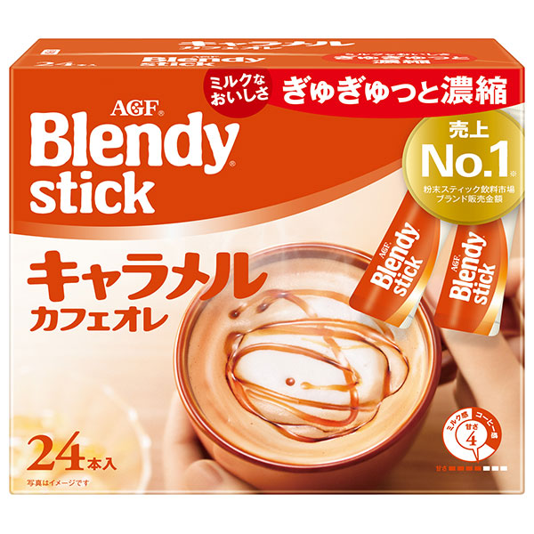 AGF ブレンディ スティック キャラメルカフェオレ (8.3g×24本)×6箱入|インスタント スティックコーヒー カフェオレ キャラメルオレ