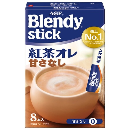 AGF ブレンディスティック 紅茶オレ 甘さなし (6.2g×8本)×24箱入|Blendy 嗜好品 紅茶 インスタント 粉末 無糖 ミルクティー スティック