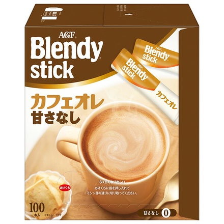 AGF ブレンディ スティック カフェオレ 甘さなし (8.0g×100本)×4箱入|インスタント スティック コーヒー カフェオレ 甘さなし ミルク 無糖 大容量 お得
