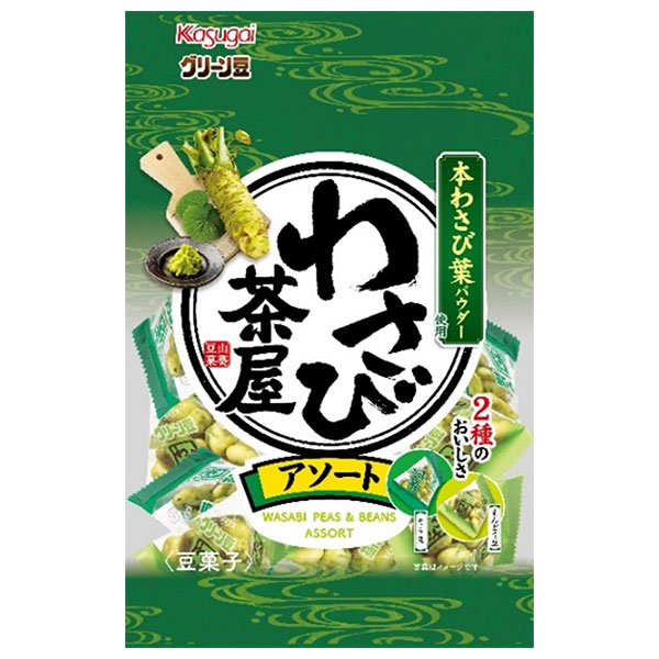 春日井製菓 グリーン豆 わさび茶屋アソート 104g×12袋入 メーカー 問屋直送|お菓子 豆菓子 おつまみ 袋 ワサビ