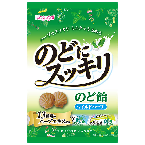 春日井製菓 のどにスッキリマイルドハーブ 125g×12袋入 メーカー 問屋直送|お菓子 飴・キャンディー 袋 のど飴 ハーブエキス配合