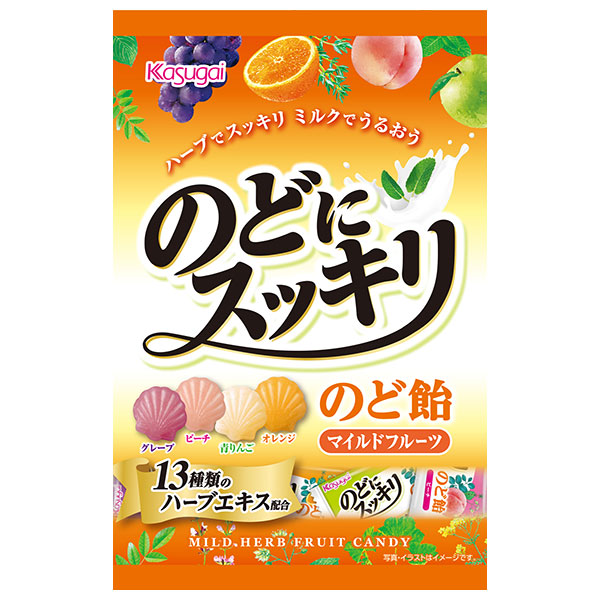 春日井製菓 のどにスッキリマイルドフルーツ 118g×12袋入 メーカー 問屋直送|お菓子 飴・キャンディー 袋 のど飴 ハーブエキス配合