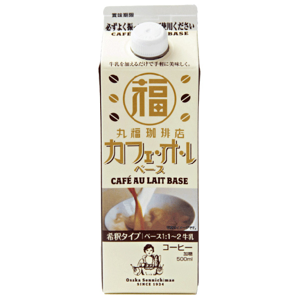 丸福珈琲店 カフェ・オ・レ ベース 500ml紙パック×12本入|珈琲 カフェオレ 紙パック 希釈用