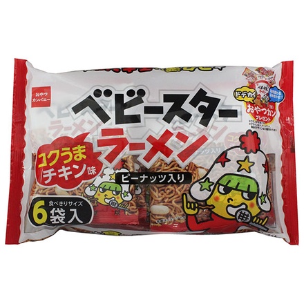 おやつカンパニー ベビースターラーメン コクうまチキン味6袋入 138g×15袋入×(2ケース) メーカー 問屋直送|お菓子 スナック菓子 ベビースター 個包装 6P
