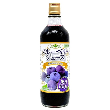 野田ハニー ブルーベリー 100% ジュース 720ml瓶×12本入|フルーツジュース 果実飲料 果汁100% 瓶 ブルーベリー