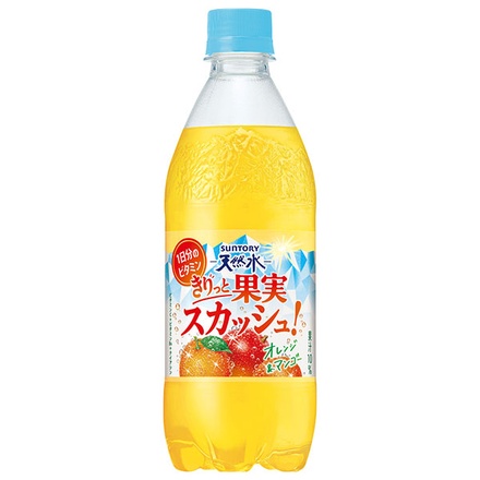 サントリー サントリー天然水 きりっと果実スカッシュ! オレンジ&マンゴー 500mlペットボトル×24本入|果汁飲料 炭酸 フルーツ