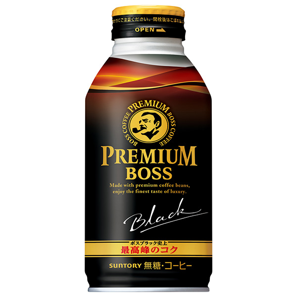 サントリー プレミアムボス ブラック 390gボトル缶×24本入|珈琲 ブラック 無糖 ゼロ系 ボトル缶