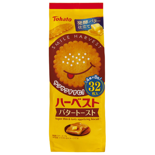 東ハト ハーベスト バタートースト 32枚×12袋入 メーカー 問屋直送|ビスケット 菓子 スナック菓子 焦がしバター仕立