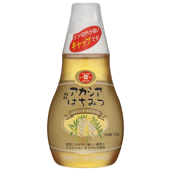加藤美蜂園 サクラ印 純粋アカシアはちみつ(シャイン・ゴールド・ラベル) 150g×12本入|嗜好品 シロップ ハチミツ 蜂蜜