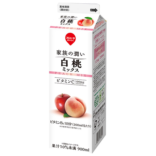 スジャータ 家族の潤い 白桃ミックス 900ml紙パック×12本入 チルド 冷蔵品|ミックスジュース もも りんご