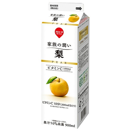 スジャータ 家族の潤い 梨 900ml紙パック×12本入 チルド 冷蔵品|フルーツ フルーツジュース 梨 ジュース なし チルド 紙パック