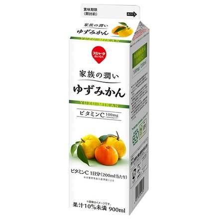 スジャータ 家族の潤い ゆずみかん 900ml紙パック×12本入 チルド 冷蔵品|フルーツ フルーツジュース ゆず みかん ジュース チルド 冷蔵 紙パック