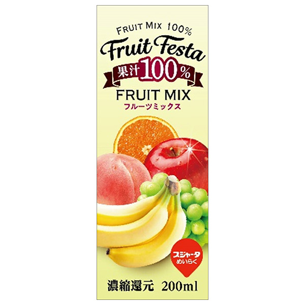 スジャータ フルーツフェスタ フルーツミックス 200ml紙パック×24本入|果汁100%ジュース りんご ぶどう もも バナナ オレンジ