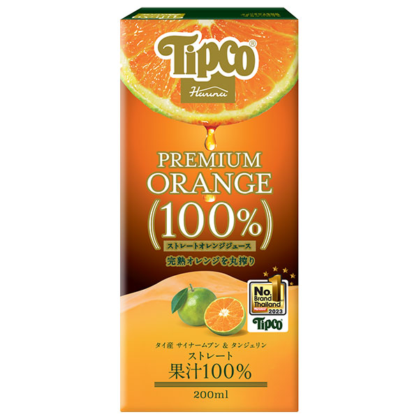 HARUNA(ハルナ) Tipco(ティプコ) プレミアムオレンジ100%ストレートジュース 200ml紙パック×24本入|紙パック オレンジ ティプコ