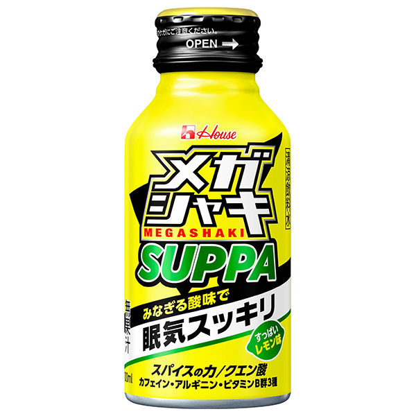 ハウスウェルネス メガシャキ SUPPA 100mlボトル缶×30本入|カフェイン 栄養 眠気 運転 ボトル缶 クエン酸 アルギニン ビタミンB群
