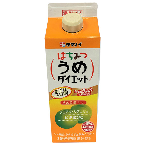 タマノイ酢 はちみつうめダイエット 濃縮タイプ 500ml紙パック×12本入|健康酢 酢飲料 お酢 希釈用