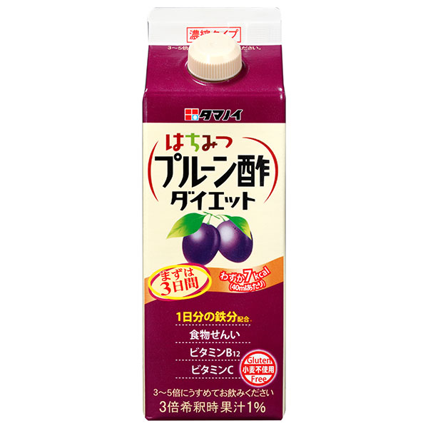 タマノイ酢 はちみつプルーン酢ダイエット 濃縮タイプ 500ml紙パック×12本入|飲む酢 黒酢ダイエット 健康酢 酢飲料