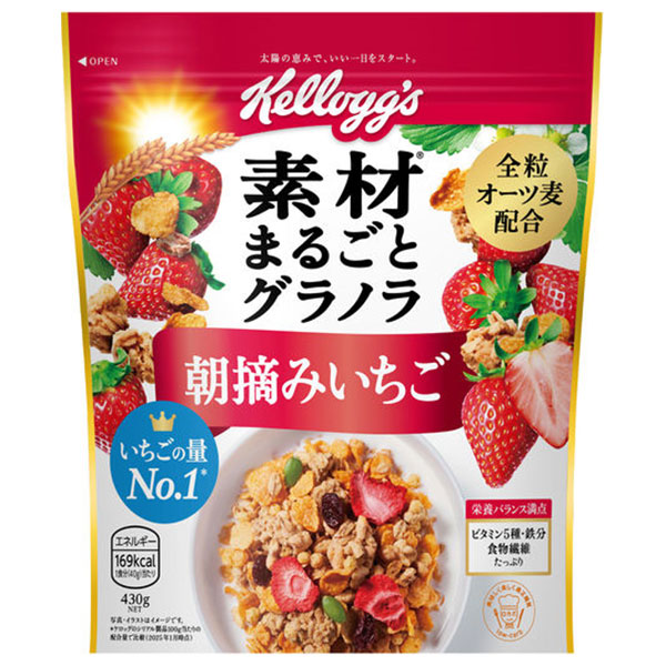 ケロッグ 素材まるごとグラノラ 朝摘みいちご 430g×6袋入×(2ケース)|グラノーラ 苺 イチゴ オーツ麦