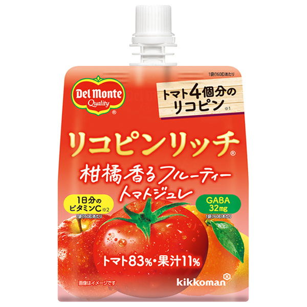 デルモンテ リコピンリッチ 柑橘香るフルーティートマトジュレ 160gパウチ×30本入|果実ミックス飲料 ゼリー飲料 リコピン トマト
