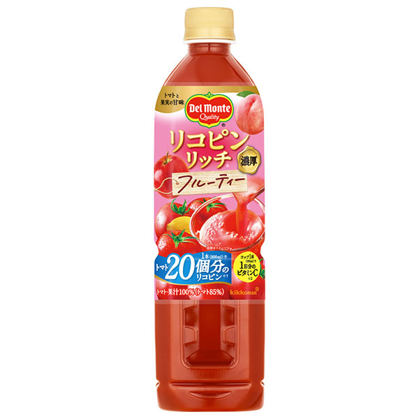デルモンテ リコピンリッチ フルーティー 800mlペットボトル×15本入|トマト フルーツ リコピン ビタミン
