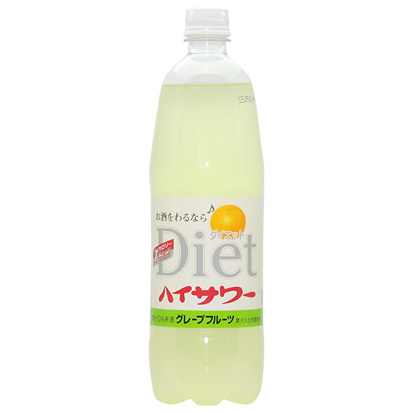 博水社 ダイエットハイサワー グレープフルーツ 1000mlペットボトル×15本入|炭酸飲料 割り材 PET 果汁 1l 1L Diet