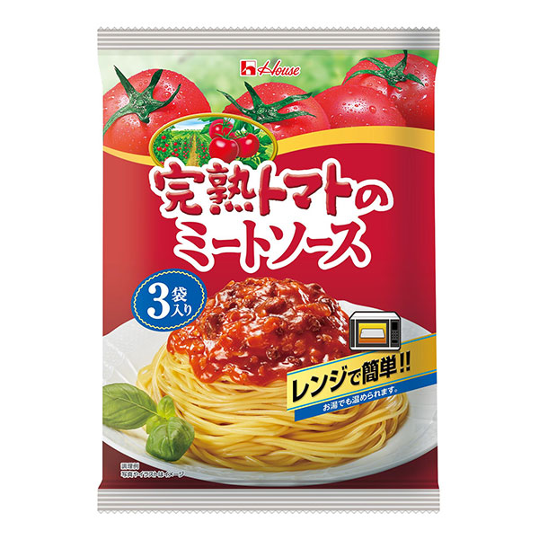 ハウス食品 完熟トマトのミートソース 3袋入り 390g(130g×3袋)×12個入|パスタ ソース トマト ミート レトルト