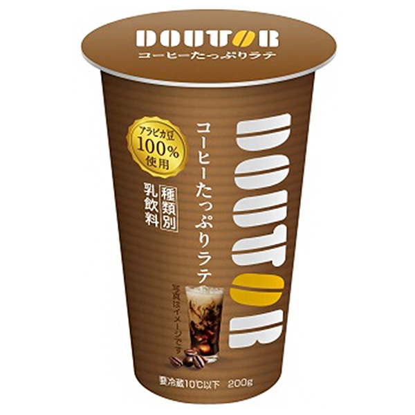 協同乳業 ドトール コーヒーたっぷりラテ 200g×12本入 チルド 冷蔵品|チルド商品 コーヒー 珈琲 乳飲料 DOUTOR