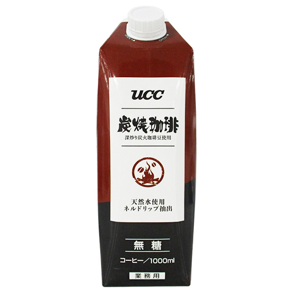 UCC 炭焼珈琲 無糖 1000ml紙パック×12本入|コーヒー 珈琲 無糖珈琲 1l 1L アイスコーヒー