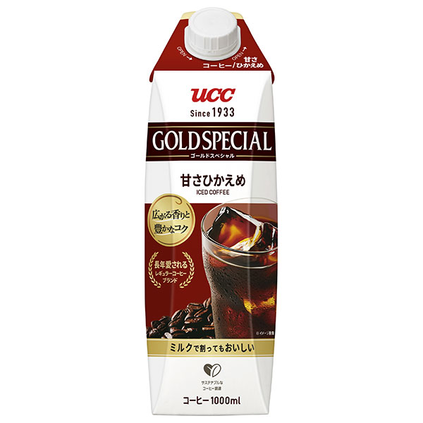 UCC ゴールドスペシャル アイスコーヒー 甘さひかえめ 1000ml紙パック×12本入|コーヒー 珈琲 微糖 アイスコーヒー