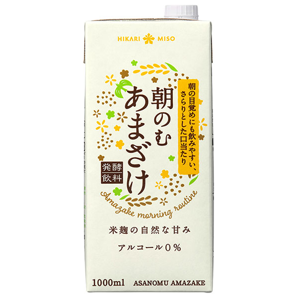 ひかり味噌 朝のむ あまざけ 1000ml紙パック×6本入|米麹 甘酒 あま酒 ノンアルコール 1l 1L 米こうじ 発酵飲料