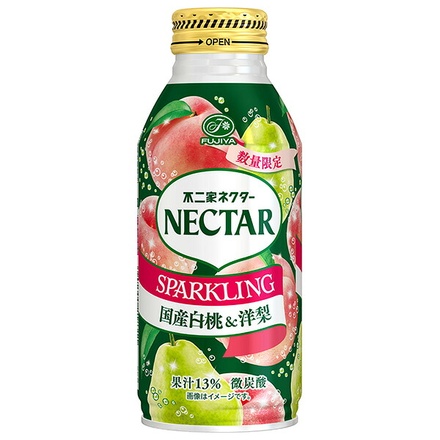 不二家 ネクター スパークリング 国産白桃&洋梨 380mlボトル缶×24本入|果実飲料 ピーチ ボトル 缶 NECTAR 果汁 桃 洋梨 炭酸 飲料 微炭酸 NECTAR
