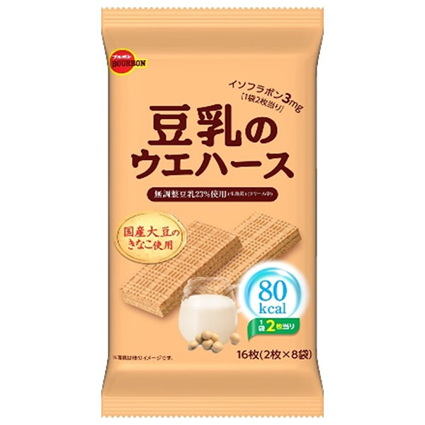 ブルボン 豆乳のウエハース (2枚×8袋)×12(6×2)個入|豆乳 ウエハース お菓子 きなこ イソフラボン
