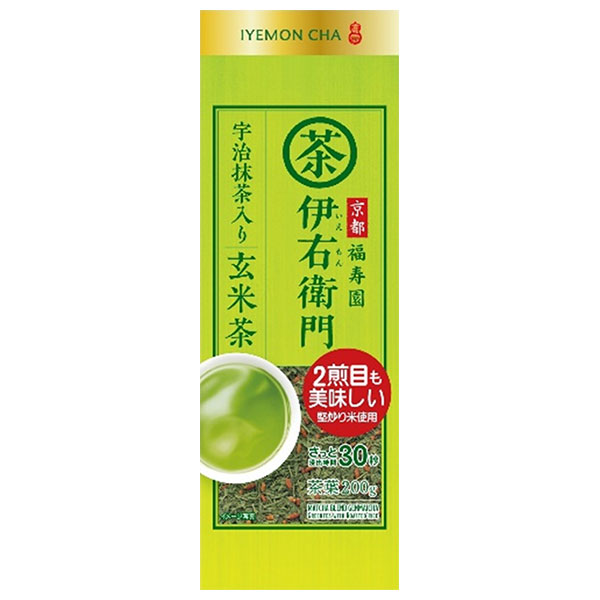 宇治の露製茶 伊右衛門 抹茶入り玄米茶 200g×12袋入|嗜好品 茶飲料 茶葉 緑茶 玄米茶 袋