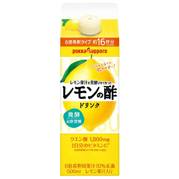 ポッカサッポロ レモン果汁を発酵させて作ったレモンの酢 500ml紙パック×6本入×(2ケース)|果実飲料 レモン 酢飲料 檸檬 希釈