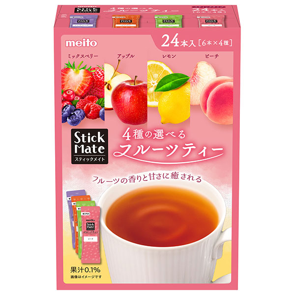 meito スティックメイトフルーツアソート 24P×6箱入|嗜好品 粉末 果汁 インスタント 紅茶 箱 アソート