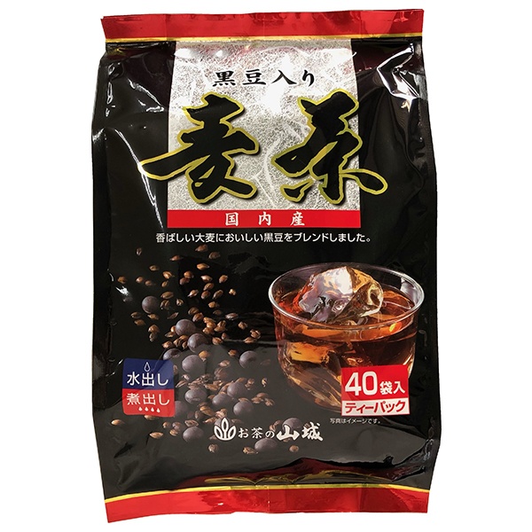 山城物産 国内産黒豆入り麦茶 ティーバッグ 10g×40P×20袋入|嗜好品 茶飲料 茶葉 麦茶 ティーパッグ