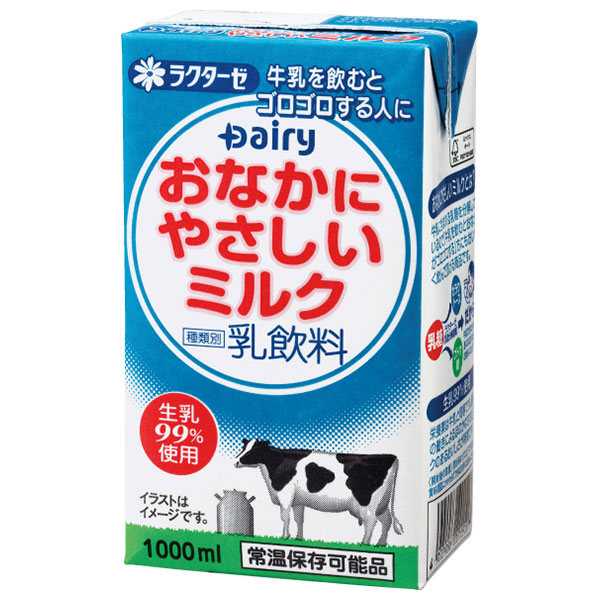 南日本酪農協同 デーリィ おなかにやさしいミルク 1L紙パック×12(6×2)本入|牛乳 乳飲料 紙パック